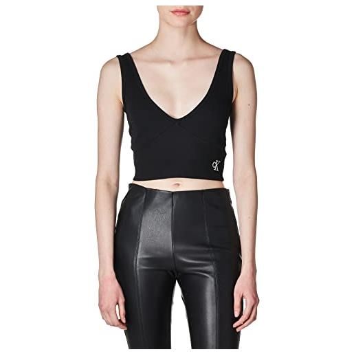 Calvin Klein Jeans rib crop top t-shirt, ck black, m donna