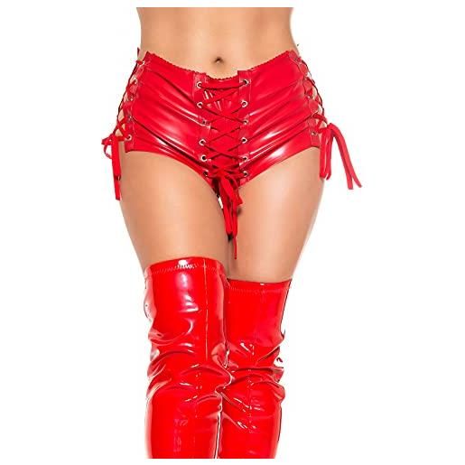 Koucla gogo - pantaloncini in similpelle con chiusura lampo e chiusura lampo, colore: rosso, xl
