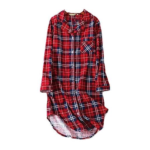 DSJJ pigiama donna cotone camicia lunga button down camicia da notte camicie da notte aperte davanti sleepwear (m-xxl) (blu, xxx-large)