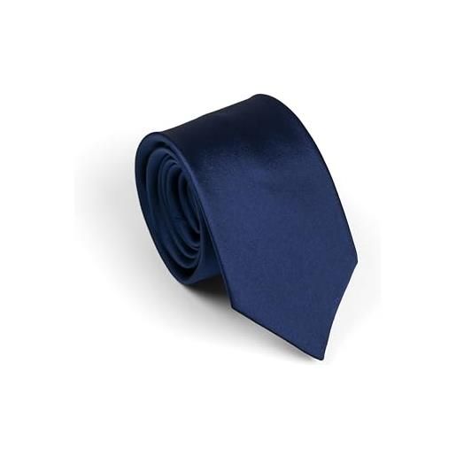 Remo Sartori - cravatta stretta slim in seta tinta unita, larghezza cm 6, made in italy, uomo (blu scuro)