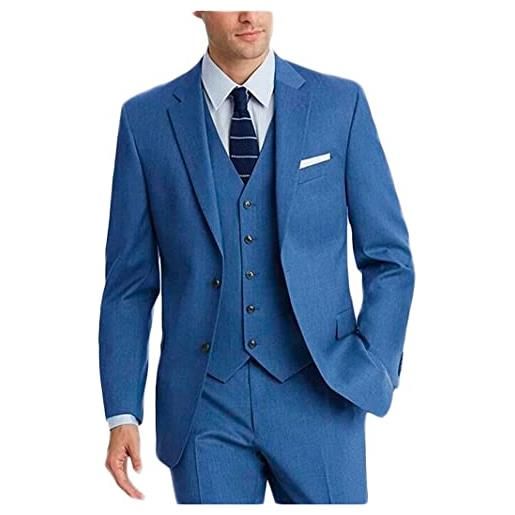 Botong uomini due pulsanti business suit single breasted peak label abito da sposa sposo smoking giacca pantaloni gilet set, blu scuro, 56