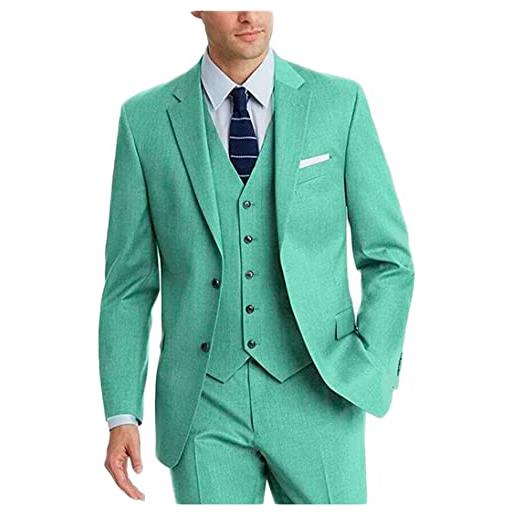 Botong uomini due pulsanti business suit single breasted peak label abito da sposa sposo smoking giacca pantaloni gilet set, verde menta, 102