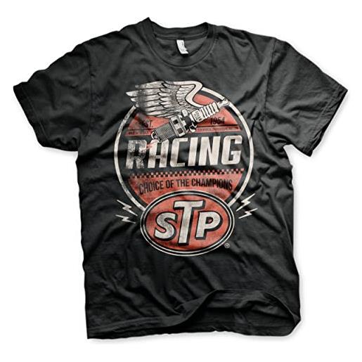 STP licenza ufficiale vintage racing uomo maglietta (nero), medium