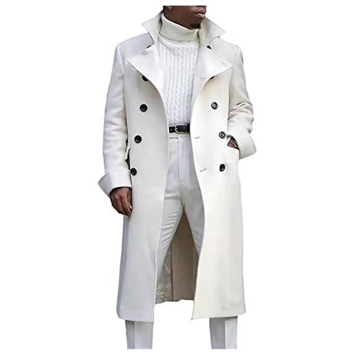 VIVICOLOR uomo giacca bianca 3/4 lunga uomo elegante cappotto di lana cappotto invernale trench taglia s m l xl 2xl 3xl