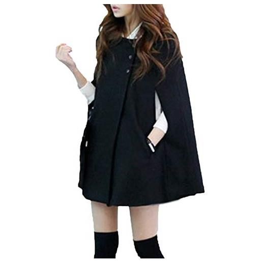 Huixin cappotto donna elegante moda giovane puro colore smanicato parka primaverile abbigliamento poncho autunno grazioso di moda con tasche taglie forti outerwear giacche (color: nero, size: 2xl)