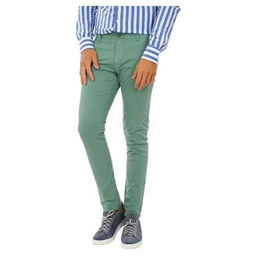 Ciabalù pantaloni uomo eleganti estivi slim fit pantalone in cotone leggero chino tasca america (verde acqua, 50)