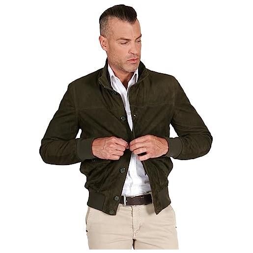 D'Arienzo bomber in pelle uomo blu renna camoscio scamosciato vera pelle giacca primavera giubbotto alex bottoni 60/blu