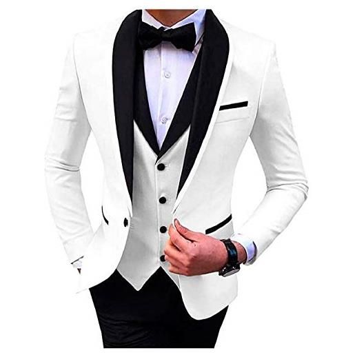 Botong uomo 3 pc slim fit prom abiti scialle risvolto abiti da sposa sposo smoking uomini di affari abiti da cena bianco 48