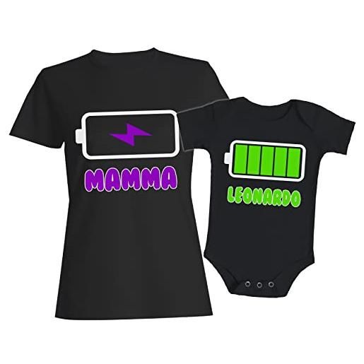 t-shirteria coppia maglietta madre body neonato personalizzabili - nome personalizzato - pizza - love pizza - family - madre - figlio - neonato - maschietto - set - famiglia - festa mamma