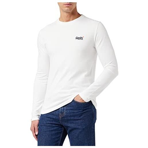 Superdry o l vintage embroidery l/s tee t-shirt, bianco (optic white 26c), xx-large (taglia produttore: 2xl) uomo