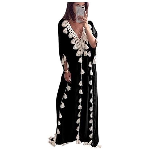 babao donna costumi da bagno turco caftani abito con frange con scollo a v marocchino thobe, 49. , taglia unica