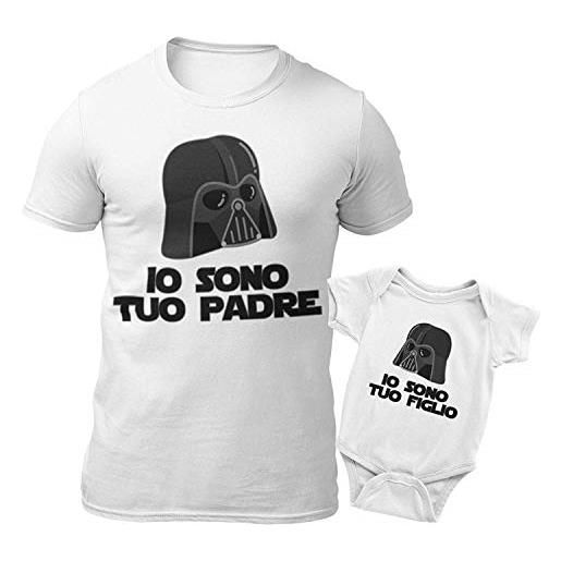 My Digital Print t-shirt maglietta body papà figlio, star wars, io sono tuo padre, idea regalo per la festa del papà (bianco + bianco, l + 6/12 mesi)