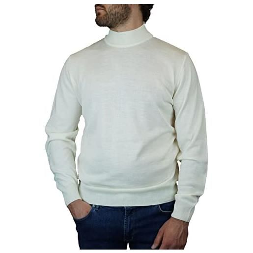 Iacobellis maglione uomo pullover lupetto misto lana merinos extrafine made in italy l grigio chiaro