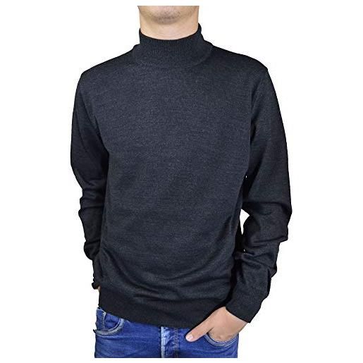 Iacobellis maglione uomo pullover lupetto misto lana merinos extrafine made in italy xl grigio antracite