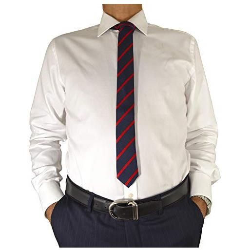 E. MECCI m38 camicia uomo 100% cotone regular fit royal oxford bianco manica lunga (39)