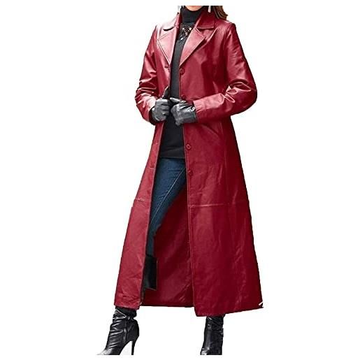 each women trench lungo da donna cappotto lungo in pelle nera da donna a figura intera