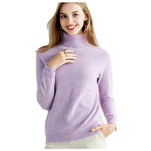 Youllyuu maglione lavorato a maglia maglione cashmere maglione 100% lana merinos maglione pullover pullover pullover, viola, s