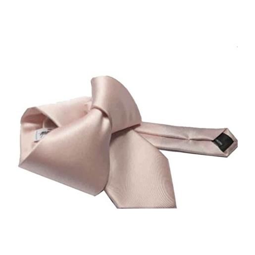 Avantgarde - cravatta tinta unita made in italy raso colori a scelta misura larga fatta a mano, colore: rosa cipria, 7 cm