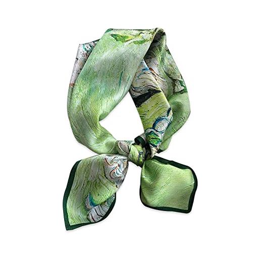 LumiSyne sciarpe di seta donna foulard quadrata stile artistico fresco fiori uccelli stampato pittura leggera raso foulard piccolo multifunzione fazzoletto da collo bandane copricapo