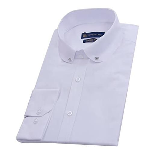 TruClothing.com camicia elegante da uomo bianco con colletto da club casual elegante anni '20 con visiera con spilla in popeline xl