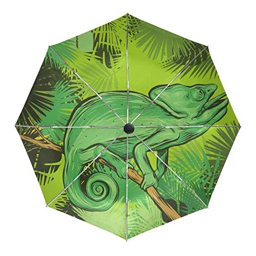 KAAVIYO foglie verdi di camaleonte ombrello pieghevole automatico auto apri chiudi portatile protezione uv ombrelli per spiaggia donne bambini ragazze