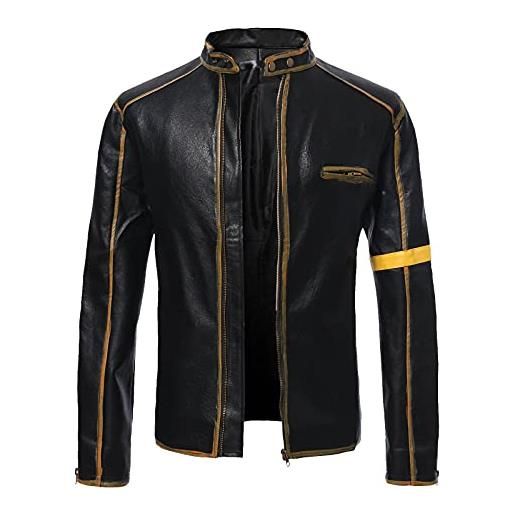 Kobilee Giacca Pelle Moto Uomo Slim Fit Biker Giubbino Giacca