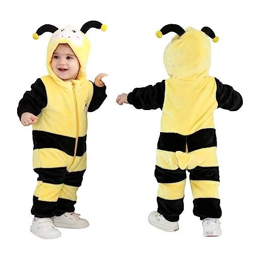Doladola unisex toddlers pagliaccetto neonato natale animale stile flanella cosplay halloween costume attrezzatura (ape, 0-3 mesi)