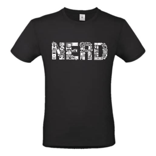 DND DI D'ANDOLFO CIRO t-shirt maglia nera nerd stampata direttamente su tessuto taglie da uomo idea regalo (l)
