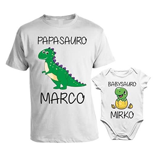bubbleshirt coppia t-shirt maglietta personalizzabile papà body papà padre figlio papàsauro babysauro