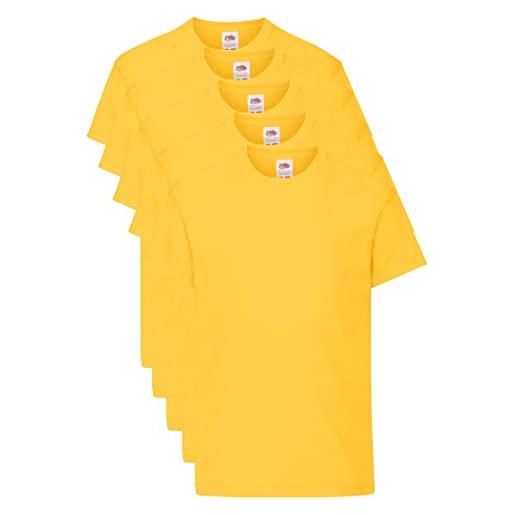 Fruit of the Loom t originale shirt, yellow, 3-4 anni (pacco da 5) unisex-bambini e ragazzi