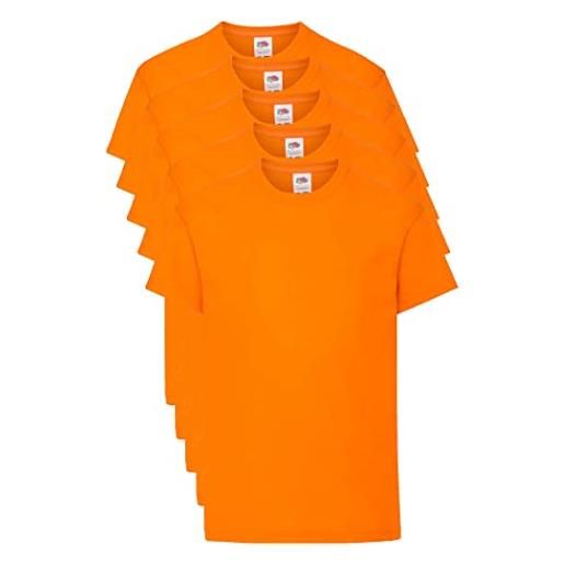 Fruit of the Loom t originale shirt, arancione, 9-11 anni (pacco da 5) unisex-bambini e ragazzi