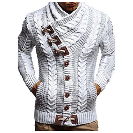 X-xyA giacca a maglia da uomo turtrle. Neck cardigan inverno pullover pullover con cappuccio casual maglione maglione, bianca, l