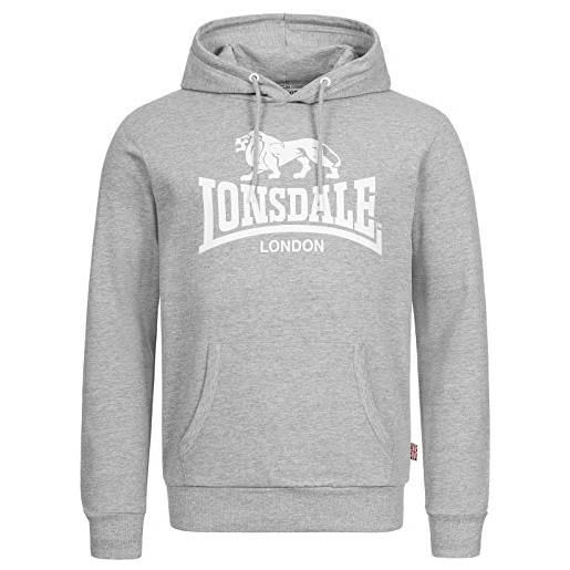 Lonsdale fremington felpa con cappuccio da uomo, colore: grigio, grigio (marl grey), xxxl