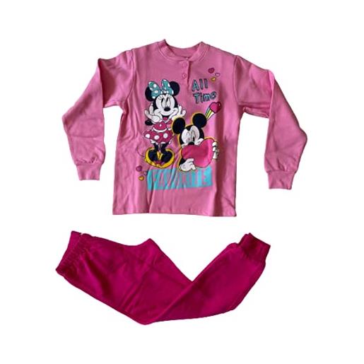 Sabor pigiama serafino lungo due pezzi bambina e ragazza cotone felpato art. 6307 e 5888 - topolina (art. 5888 (rosa), 10 anni)