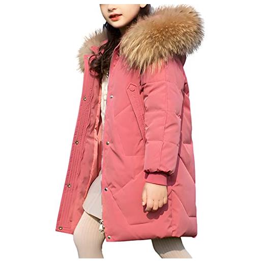 amropi bambini ragazze cappotto con pelliccia cappuccio inverno parka piumino giacca rosa, 9-10 anni