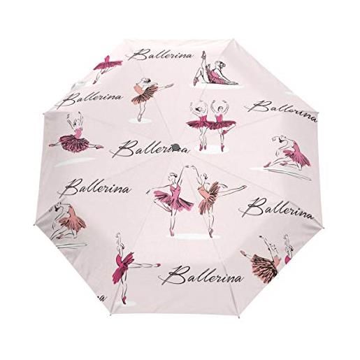 QMIN ombrello pieghevole automatico ballerino modello stampa antivento anti-uv protezione viaggio compatto ombrello pioggia per donne signore uomini ragazze