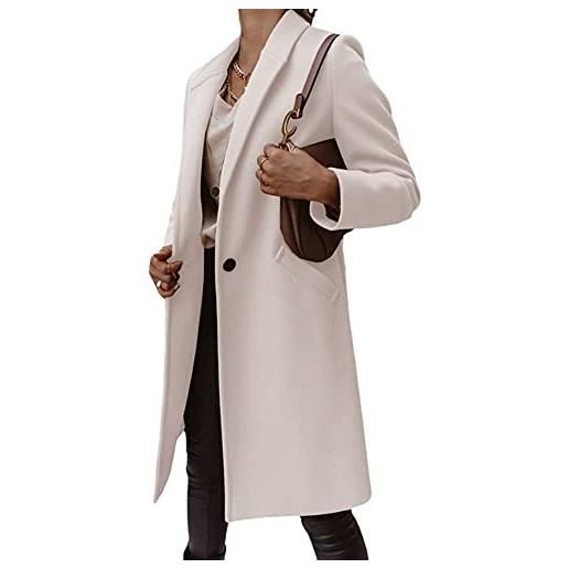 Vagbalena cappotto da donna invernale in misto lana color cammello cappotto midi con bottoni cappotto con bavero doppio petto cappotto da ufficio parka da ufficio (blu, s)