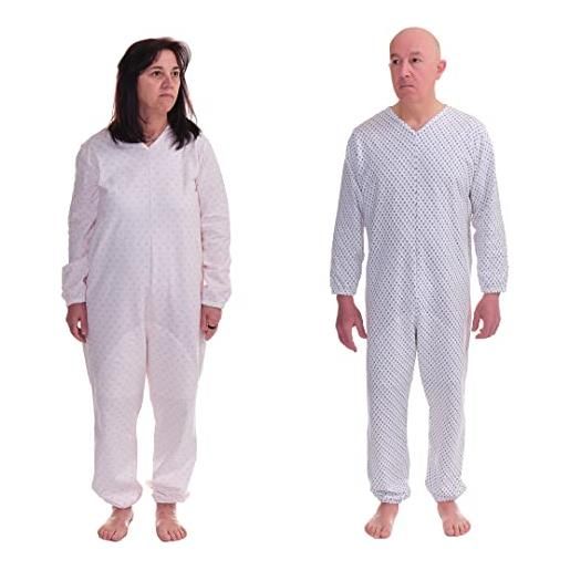 FERRUCCI COMFORT pigiama sanitario invernale per anziani - 9012 f - unisex - adatto per l'inverno - felpato (donna, xs)