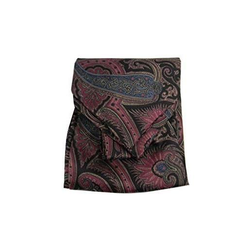 Avantgarde foulard uomo di seta stampata disegni cashmere ascot cashecol made italy silk (a doppia pala, nero 70 paisley rosa azzurro)