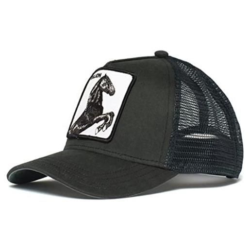 JELLY SIGHT animale anime snapback uomini donne hip hop papà maglia cappello baseball cap trucker cap per sport all'aria aperta, stallone nero, taglia unica