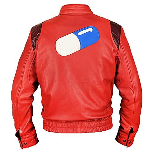 e_Genius akira manga series shotaro kaneda pill capsule rosso biker costume cosplay giacca bomber in pelle uomo, rosso, m