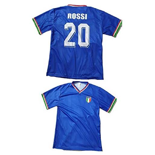 BLUSUPERSHOP generico super t-shirt maglia ricordo fan di paolo rossi italia campioni del mondo 1982 pablito omaggio portachiavi