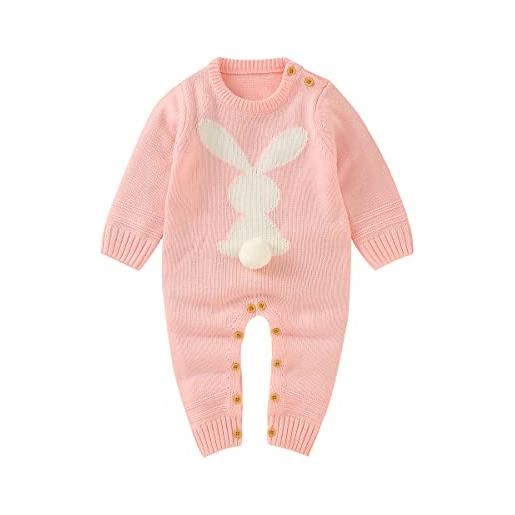Verve Jelly neonato neonato ragazzo ragazza maglione lavorato a maglia pagliaccetto manica lunga tuta unisex tuta un pezzo vestito pasqua vestiti rosa 80 6-12 mesi