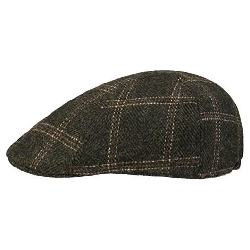 LIPODO coppola dilton herringbone uomo - cappellino in lana cappello piatto con visiera, fodera, fodera autunno/inverno - l (59-60 cm) oliva