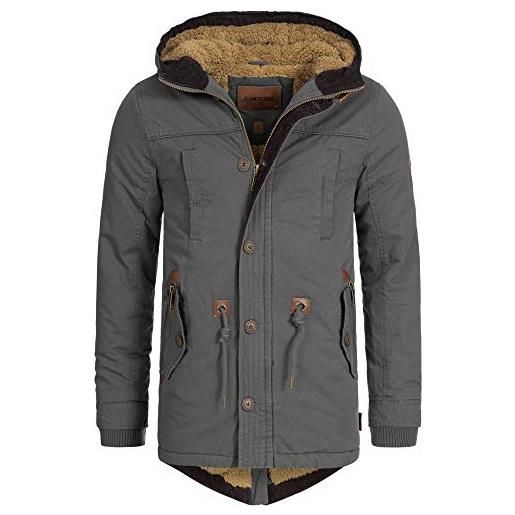 Indicode uomini barge winter jacket | giacca invernale con cappuccio e fodera in peluche dk grey xxl