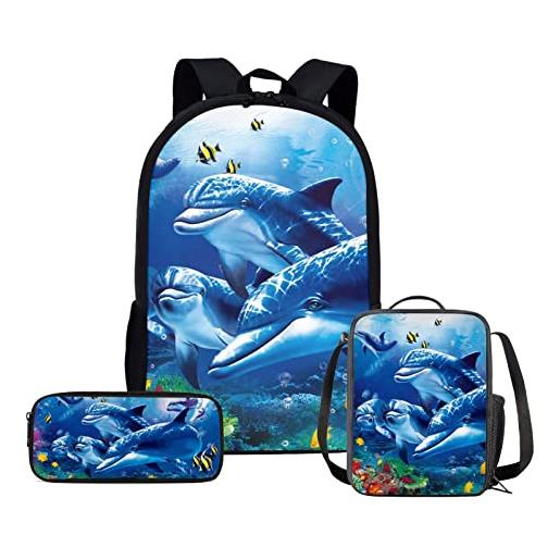 HELLHERO 3 pz/set bambini borsa di scuola set per ragazze ragazzi zaino con borse pranzo matita, galassia koala, medium