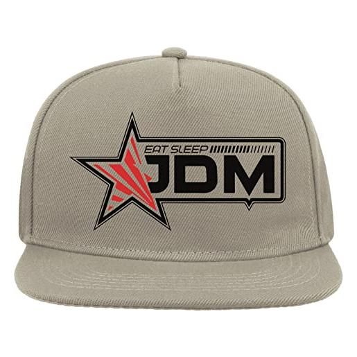 Generic mangiare il sonno jdm star graphic 5 pannello snapback visiera piatta cappello da baseball grigio, grigio, taglia unica