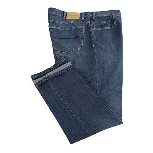 Maxfort jeans stone washed taglie forti uomo - blu scuro, 68 girovita 136 cm