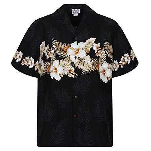 P.L.A. original camicia hawaiana, chest pressure, nero m