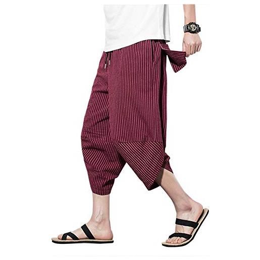 MISSMAOM_Fashion2019 uomo - pantaloni - harem - baggy casual hippy pantaloni aladino larghi, vino rosso, 2xl